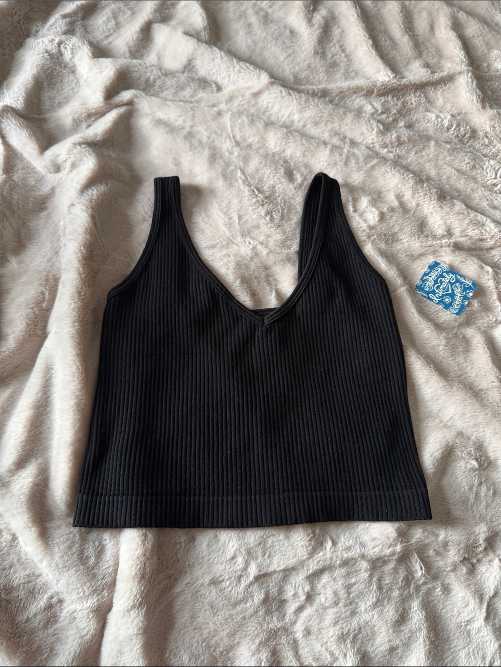 NWT Free People Black Ribbed Crop Tank